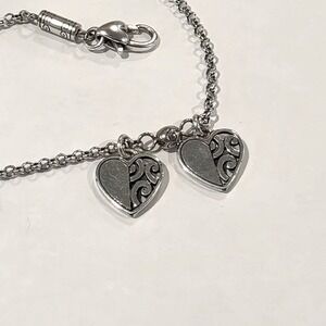 Brighton Scrolled‎ Filigree Silver Plated Heart Charm Bracelet
